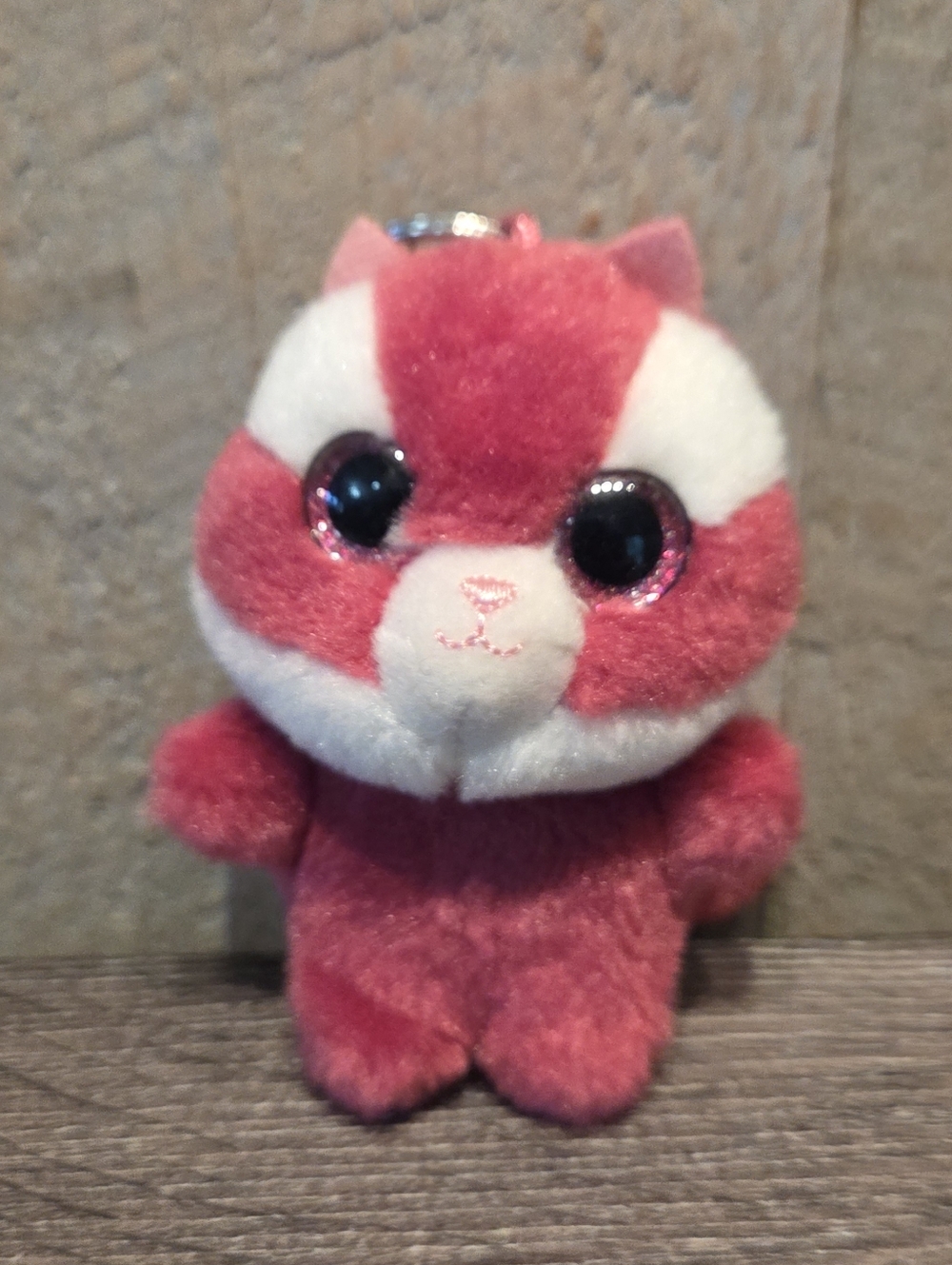 Yoo Hoo Plush Squirrel CHEWOO 7" Pink White Big Eyes Aurora Bag Clip Keychain